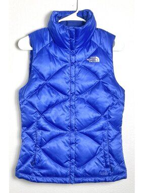 The North Face Aconcagua Puffer Vest Womens XS Royal Blue 550 Down Fill Quilted